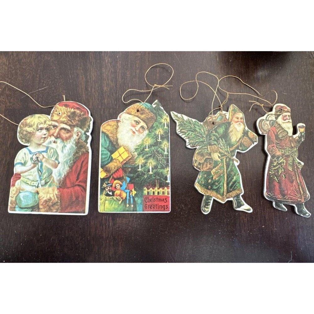 4 Vtg 1977 Merrimack Publ. Corp Die Cut Christmas Ornaments